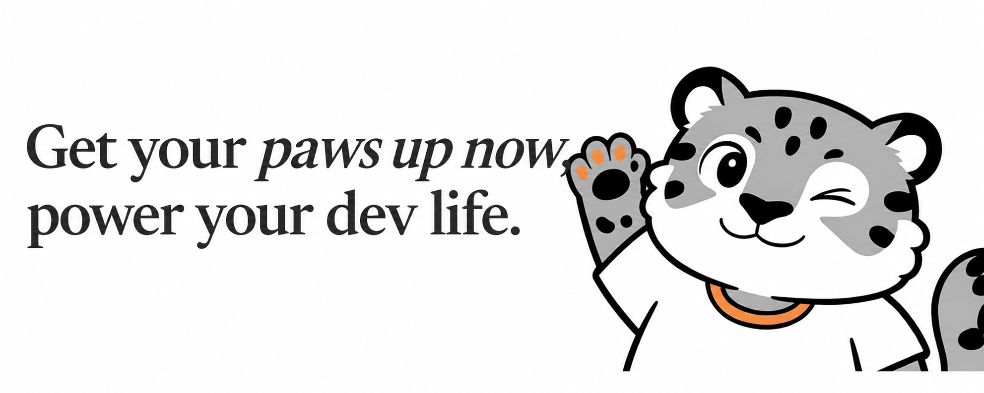 QwenPaw homepage banner with its snow leopard mascot and Get your paws up now slogan
